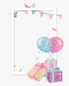 Watercolor Balloons Frame Birthday Png, Transparent Png, Free Download