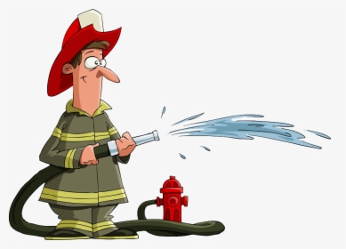 Clip Black And White Stock Clipart Firefighter - Fireman Hose Cartoon, HD Png Download, Free Download