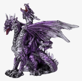 Double Headed Purple And Silver Dragon Statue - Dragon With 2 Heads, HD Png Download, Free Download