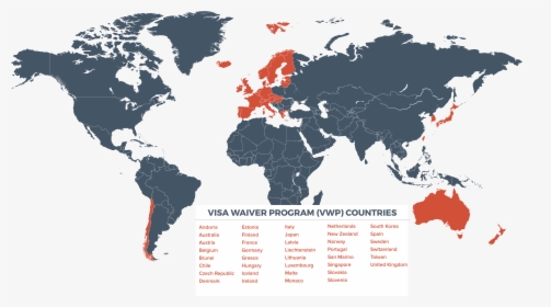 World Map , Png Download - Visa Waiver Program Map, Transparent Png, Free Download