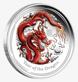 Year Of The Dragon Coloured Proof Silver Coin 1/2$ - Year Of Dragon Coin Perth, HD Png Download, Free Download