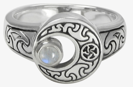Crescent Moon With Moonstone Ring - Sterling Silver Flip Ring Moon, HD Png Download, Free Download