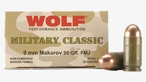 Wolf 9mm Makarov Ammunition Military Classic 94 Grain - Bullet, HD Png Download, Free Download