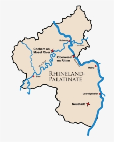 Map Of The State Of Rheinland-palatinate With Links - Rhineland Map, HD Png Download, Free Download