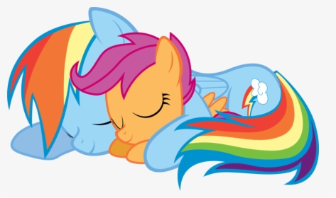 Mlp Rainbow Dash And Her Parents Clipart , Png Download - My Little Pony Rainbow Dash And Scootaloo Sleeping, Transparent Png, Free Download