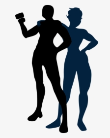 Man And Woman Silhouette Man With Cup Silhouette And - Fit Man And Woman Silhouette Clipart Png, Transparent Png, Free Download
