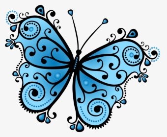 Transparent Blue Butterfly Png - Drawing Of Butterfly In Design, Png Download, Free Download