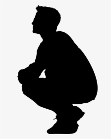 Man Squatting Silhouette Big - Transparent Bunny Shadow, HD Png Download, Free Download