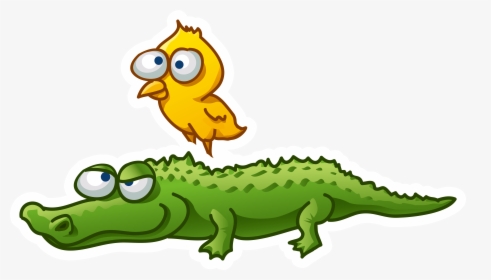 Mascot Vector Alligator - Crocodile And Bird Cartoon, HD Png Download, Free Download