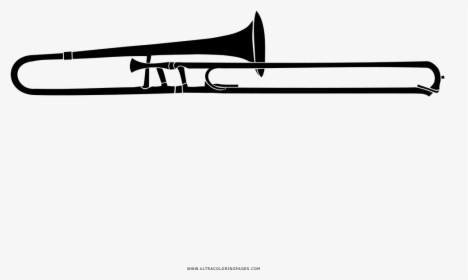 Trombone Coloring Page - Trombon Dibujo Blanco Y Negro Png, Transparent Png, Free Download