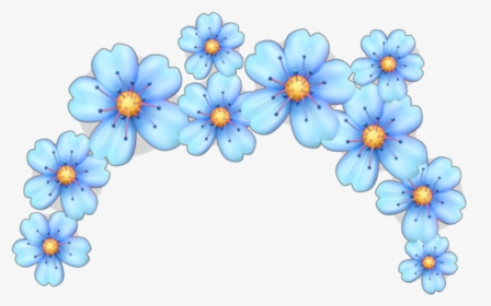 Blue Flowers Flower Crown Tumblr Kawaii Emoji Emojis - Emoji Flower Crown Transparent, HD Png Download, Free Download