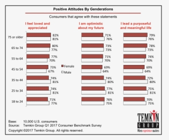 Positive Attitude By Gender And Generation - 2018 Temkin Experience Ratings, HD Png Download, Free Download