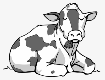 Cow Bw - Cow Sitting Down Clipart, HD Png Download, Free Download