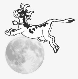 Hd Black And White Stock Cow Jumping Over The Moon - Fox Jumping Clipart Black, HD Png Download, Free Download