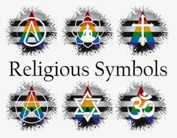 An Assortment Of Various Religious Symbols In Lgbt - Lgbt Flag Religions Symbols, HD Png Download, Free Download