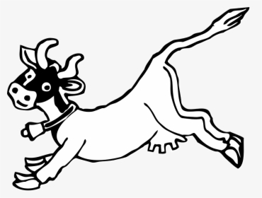 Cow, Jumping, Cartoon, Cowbell, Udder - Draw A Running Cow, HD Png Download, Free Download