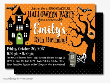Party Invitations Brilliant Halloween - Haunted House Birthday Party Invitations, HD Png Download, Free Download