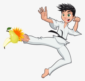 Illustration Of Young Boy Karate Kicking A Pear To - Karate Boys Cartoon, HD Png Download, Free Download
