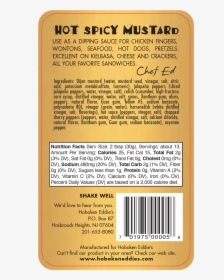 Hot Spicy Mustard 14 Oz Back - General Supply, HD Png Download, Free Download