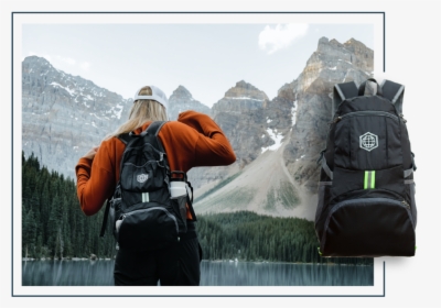 Travel Daypack Used By A Woman With Mountains In The - Bag, HD Png Download, Free Download