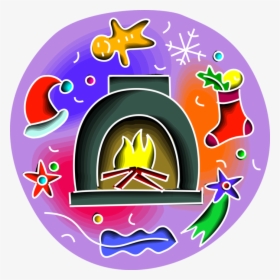 Vector Illustration Of Fireplace Hearth Fire With Christmas, HD Png Download, Free Download