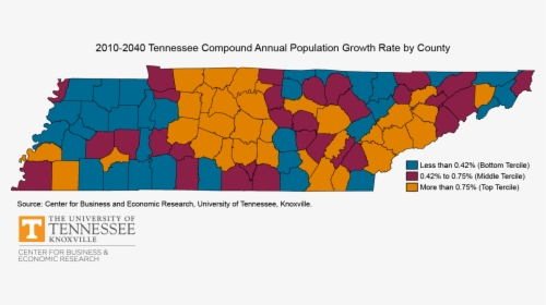 Popproj 2015 V2 Quantiles 2040edit - Tennessee Population Growth Map, HD Png Download, Free Download