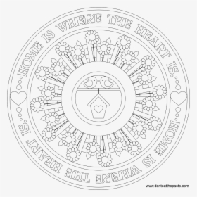 Home Is Where The Heart Is Mandala To Color In Jpg - Circle, HD Png Download, Free Download