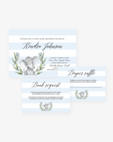 Elephant Themed Baby Shower Invitation Templates For - Baby Shower, HD Png Download, Free Download