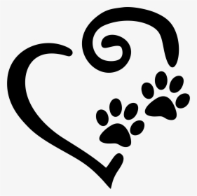 Swirly Heart With Paw Prints Decal Window Sticker - Heart Dog Paw Print, HD Png Download, Free Download