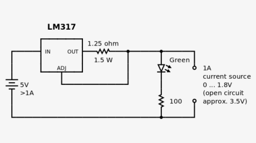 Constant Current Source Using Lm317 - 1a Constant Current Source Circuit, HD Png Download, Free Download
