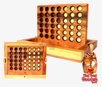 Four In A Row The Strategy Game In Wood With Chips - Auto, HD Png Download, Free Download