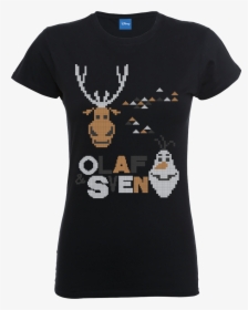 Disney Frozen Olaf And Sven Women"s Black T-shirt - Frozen Disney Frozen Christmas Jumper, HD Png Download, Free Download