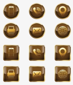 Golden Icons Png Free - Gold Contact Icons Png, Transparent Png, Free Download
