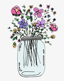 Florero Png , Png Download - Mason Jar With Flowers Sticker, Transparent Png, Free Download