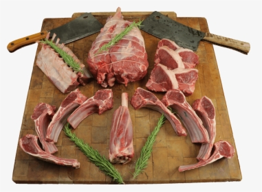 Meat On Butcher Block With Knives - Meat Butcher Block, HD Png Download, Free Download