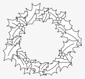 Christmas Wreath Black And White, HD Png Download, Free Download