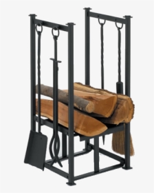 Fire Wood Holder With Fireplace Tool Set - Fireplace Tools And Wood Holder, HD Png Download, Free Download
