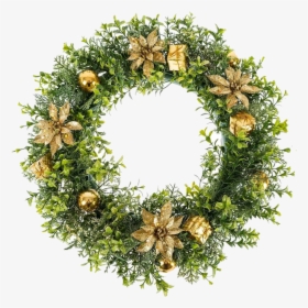 Gold Christmas Wreath Png Photos - Gold Christmas Wreath, Transparent Png, Free Download