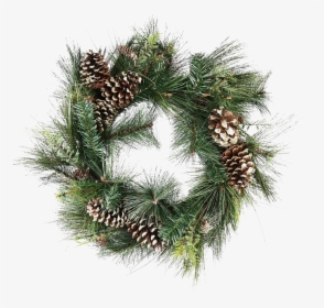 Gold Christmas Wreath Png Transparent Image - Green Wreath With Pinecones, Png Download, Free Download