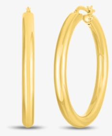Roberto Coin 18k Gold Wide Hoop Earrings 40mm Front - Body Jewelry, HD Png Download, Free Download