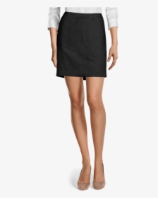 Black Linen High Waisted Short Side Zip Skirt-view - Short Black Pencil Skirt, HD Png Download, Free Download
