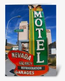 Motel Neon Sign Greeting Card - Motel Sign, HD Png Download, Free Download
