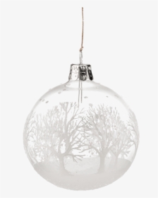 Glass Bauble Clear With White Trees, 7 Cm - Boule De Noel Transparente Png, Png Download, Free Download