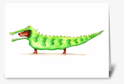 Wiener Dog In Costume Greeting Card - Crocodile, HD Png Download, Free Download
