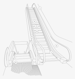Escalators Peerless Safety Line Drawing - Escalator Line Drawing, HD Png Download, Free Download