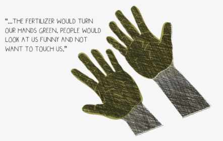 A Sketched Illustration Of Hands With Green Palms - Bicycle Glove, HD Png Download, Free Download