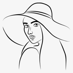 Woman In Hat Line Art Clip Arts - Mulher Com Chapeu Png, Transparent Png, Free Download