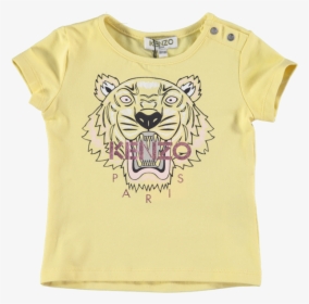 Babies Tiger Logo Print T-shirt Yellow - Kenzo Grey Tiger T Shirt, HD Png Download, Free Download
