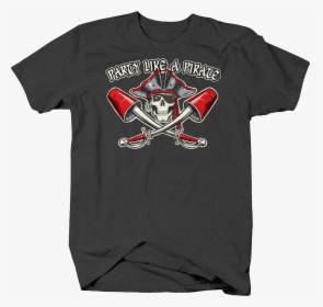 Party Pirate Skull Cross Swords Red Solo Cup Drinking - Shirt, HD Png Download, Free Download
