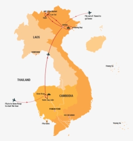 Angkor Wat To North Vietnam - Map Of Vietnam No Background, HD Png Download, Free Download